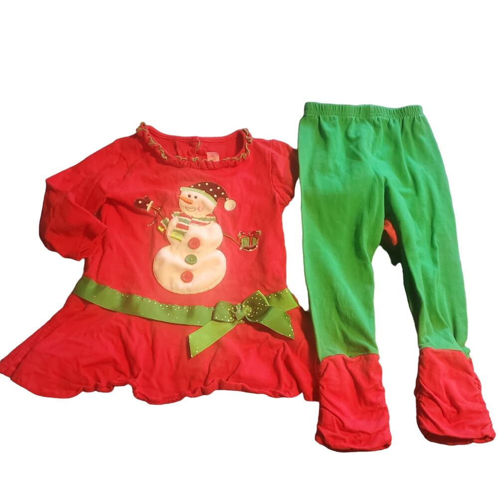 Sophie Rose Size 2T Christmas Snowman Tunic with Ruched Leggings FLAW
